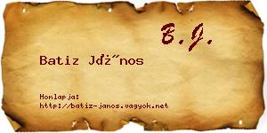 Batiz János névjegykártya